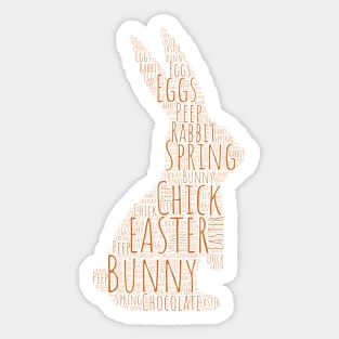 Cute Chocolate Bunny Easter Words Sticker